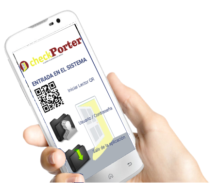CheckPorter: pantalla de entrada en el sistema con QR